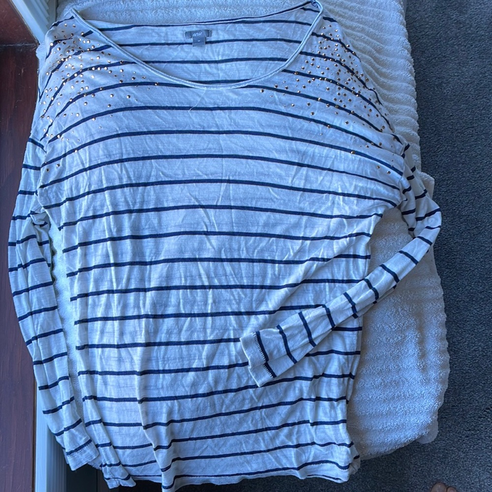aerie Striped and Studded Tissue Tee size M.